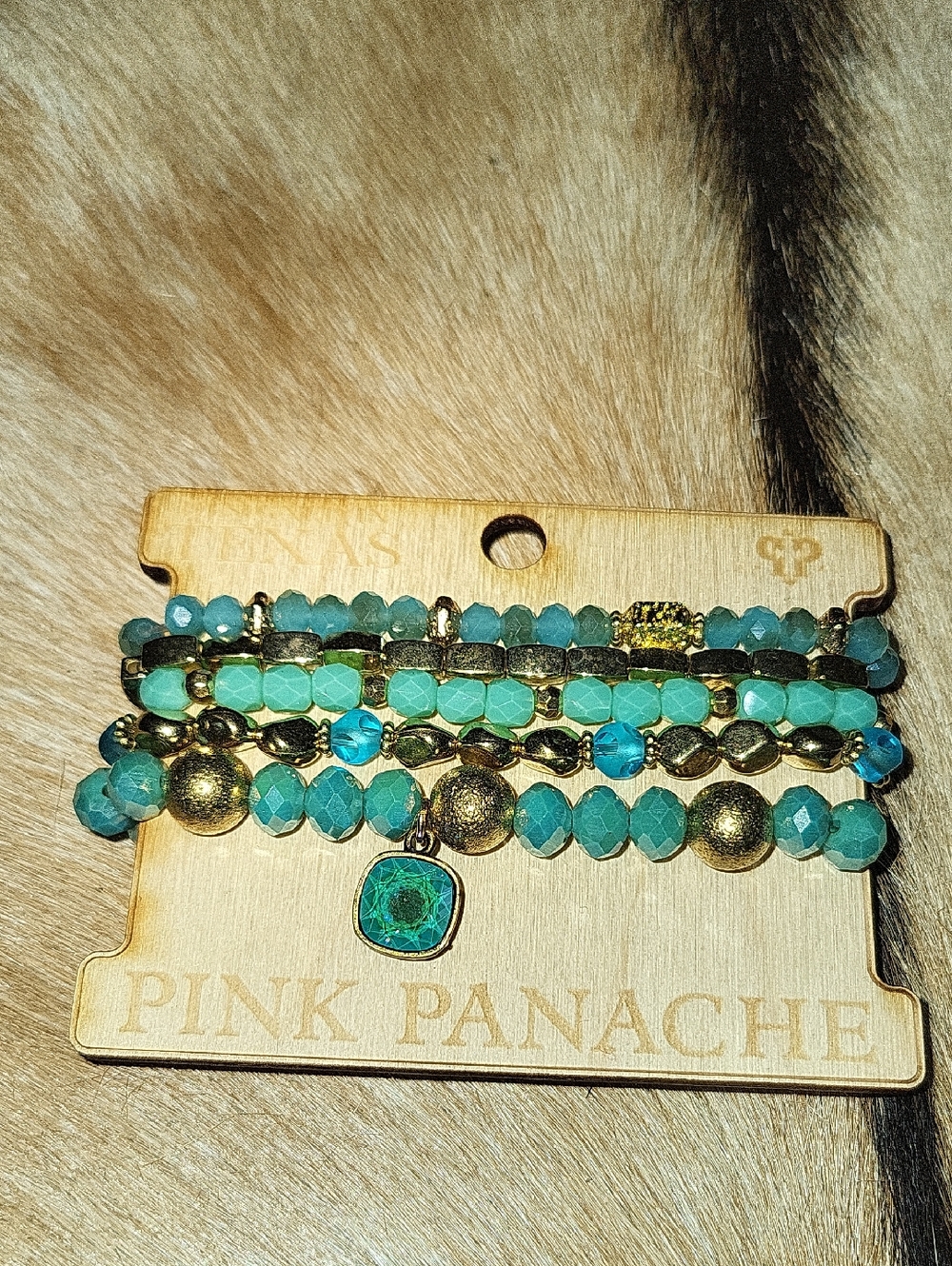 Pink Panache Turquoise and Gold Layered Beaded Bracelet Set